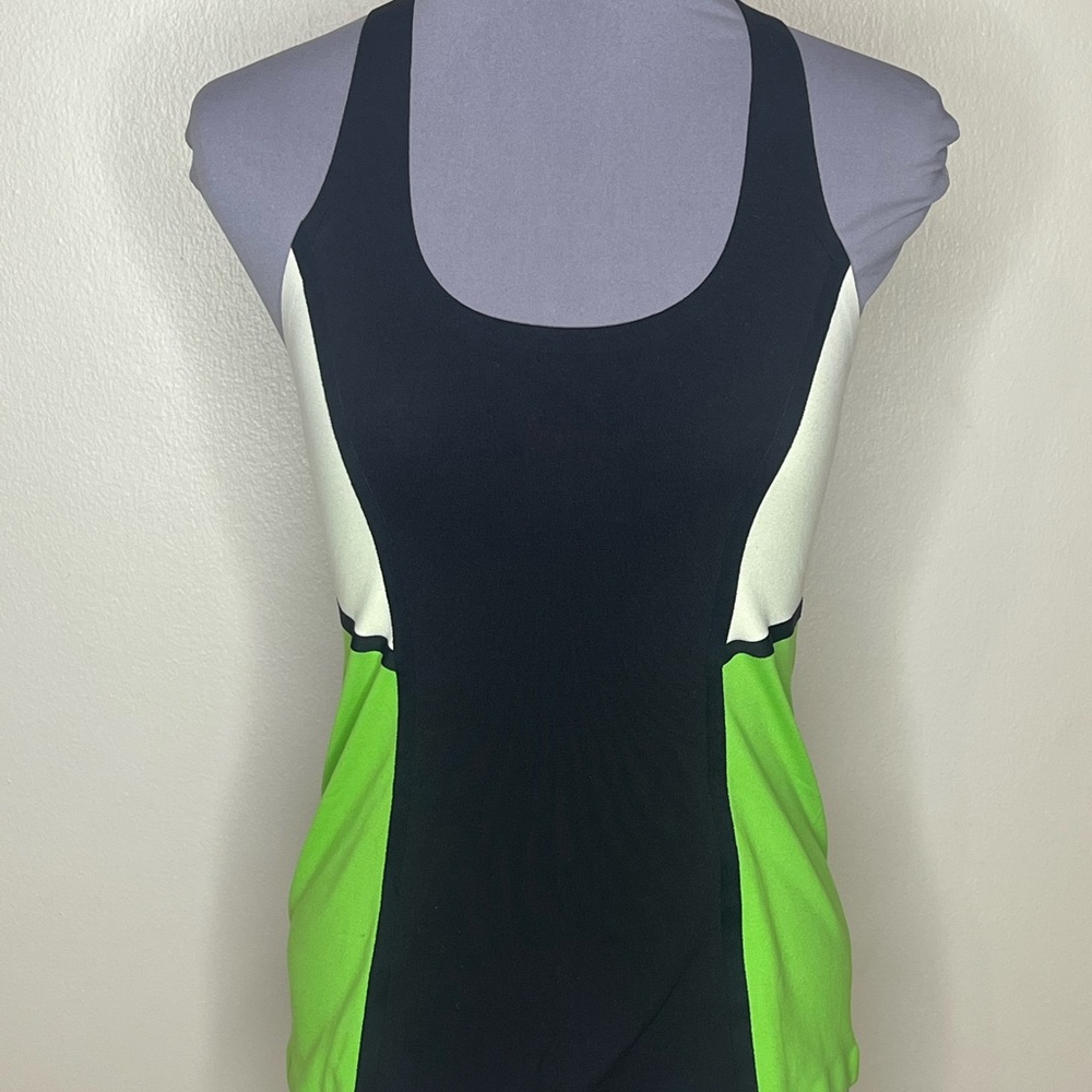Lululemon Black & Green Color Block Workout Tank Size 4